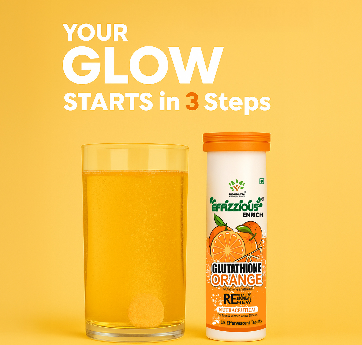 Glutathione Orange Effervescent Tablets – Skin Brightening & Radiant Glow with Vitamin C