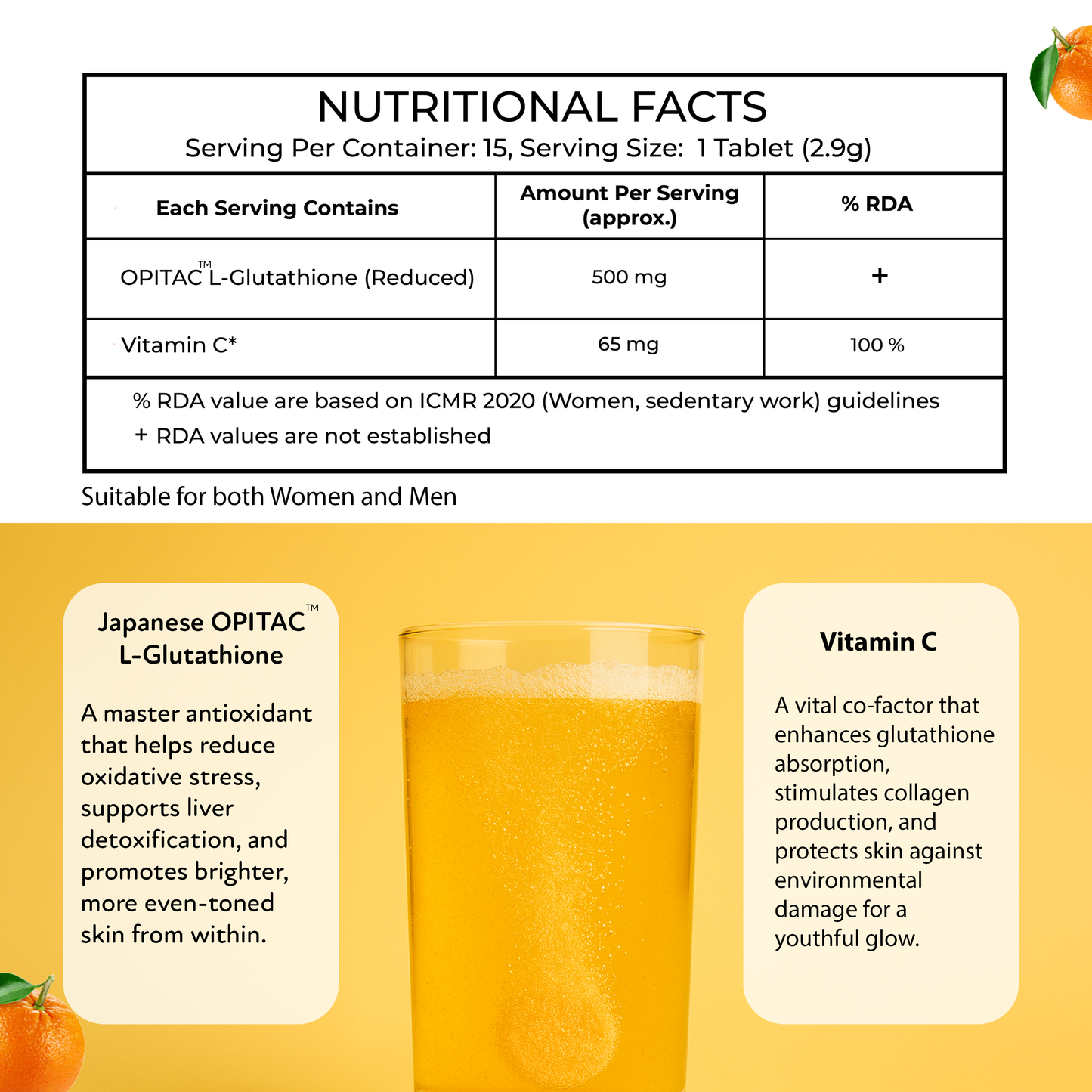 Glutathione Orange Effervescent Tablets – Skin Brightening & Radiant Glow with Vitamin C