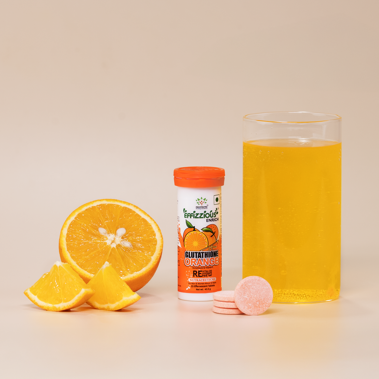 Glutathione Orange Effervescent Tablets – Skin Brightening & Radiant Glow with Vitamin C