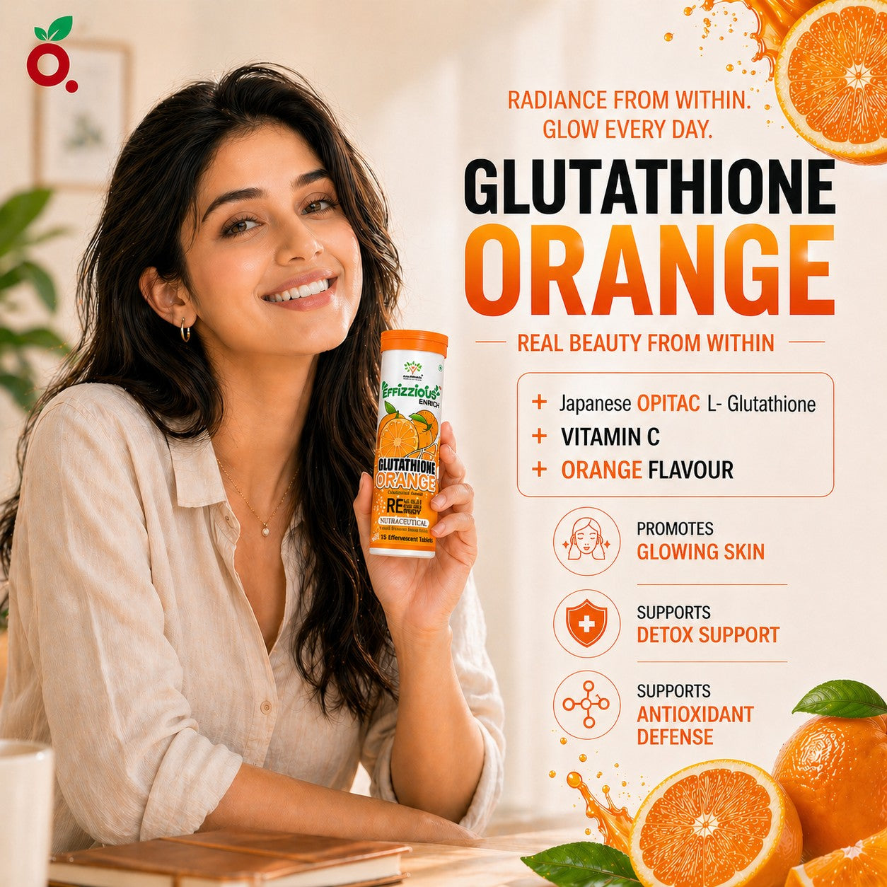 Glutathione Orange Effervescent Tablets | Antioxidant Skin Support | Provitnutra PROVITNUTRA WELLBEING Glutathione Orange Effervescent Tablets | Antioxidant Skin Support | Provitnutra PROVITNUTRA WELLBEING