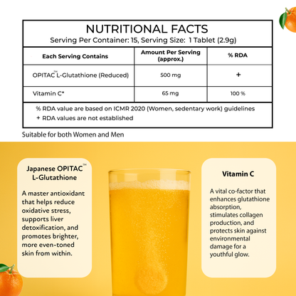 Glutathione Orange Effervescent Tablets – Skin Brightening & Radiant Glow with Vitamin C