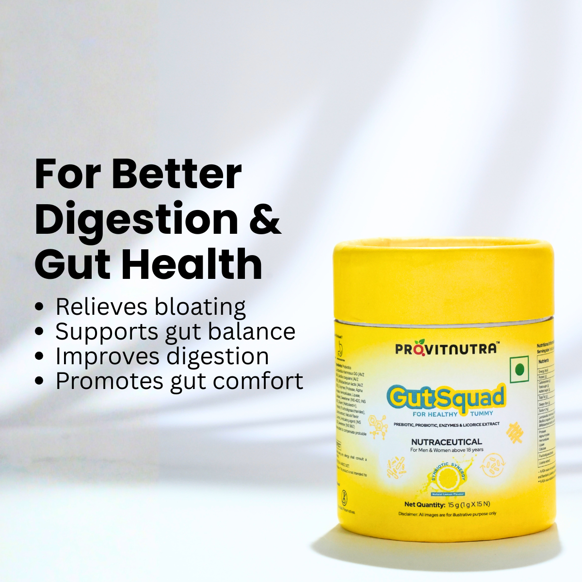 GUT SQUAD : Probiotics + Prebiotics + Digestive Enzymes : Daily Gut Wellness