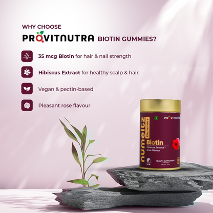 BIOTIN GUMMIES : Hair, Skin & Nails Wellness | Hibiscus + Zinc + Vitamins C & E
