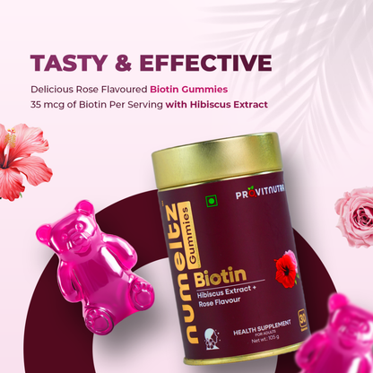 BIOTIN GUMMIES : Hair, Skin & Nails Wellness | Hibiscus + Zinc + Vitamins C & E
