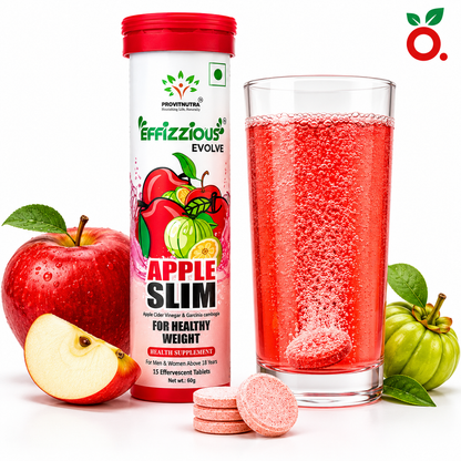 APPLE SLIM Effervescent Tablets : 3-in-1 Weight management drink with ACV + Garcinia + Pomegranate