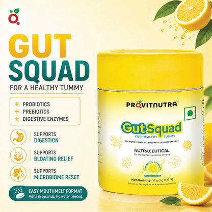GUT SQUAD : Probiotics + Prebiotics + Digestive Enzymes : Daily Gut Wellness
