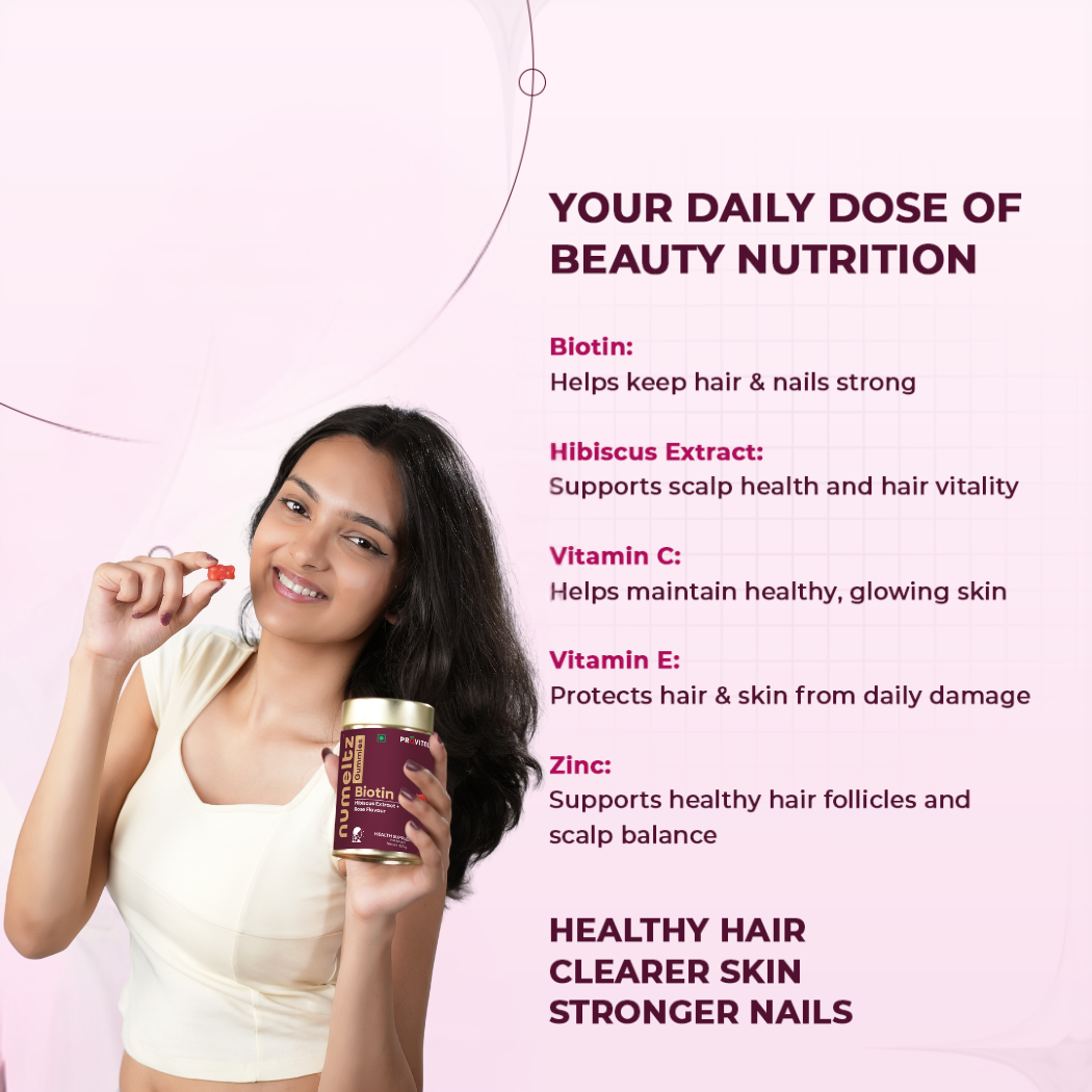 BIOTIN GUMMIES : Hair, Skin & Nails Wellness | Hibiscus + Zinc + Vitamins C & E