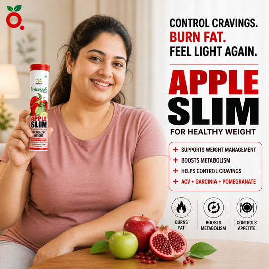 APPLE SLIM Effervescent Tablets : 3-in-1 Weight management drink with ACV + Garcinia + Pomegranate